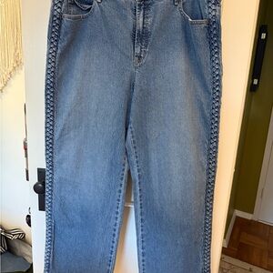 Old Navy Women's Straight Leg Blue Jeans with Braided Sides